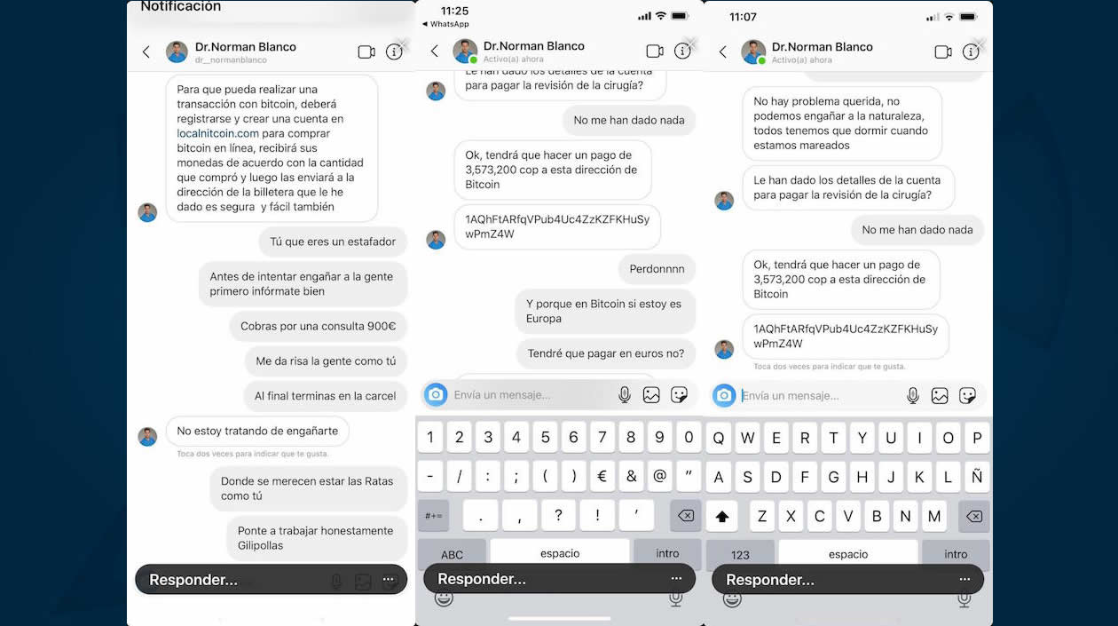 Conversación con una paciente que descubrió la estafa.