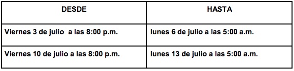 Aplicación del toque de queda.