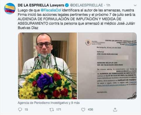 Twitter Tuit de Abelardo De la Espriella.
