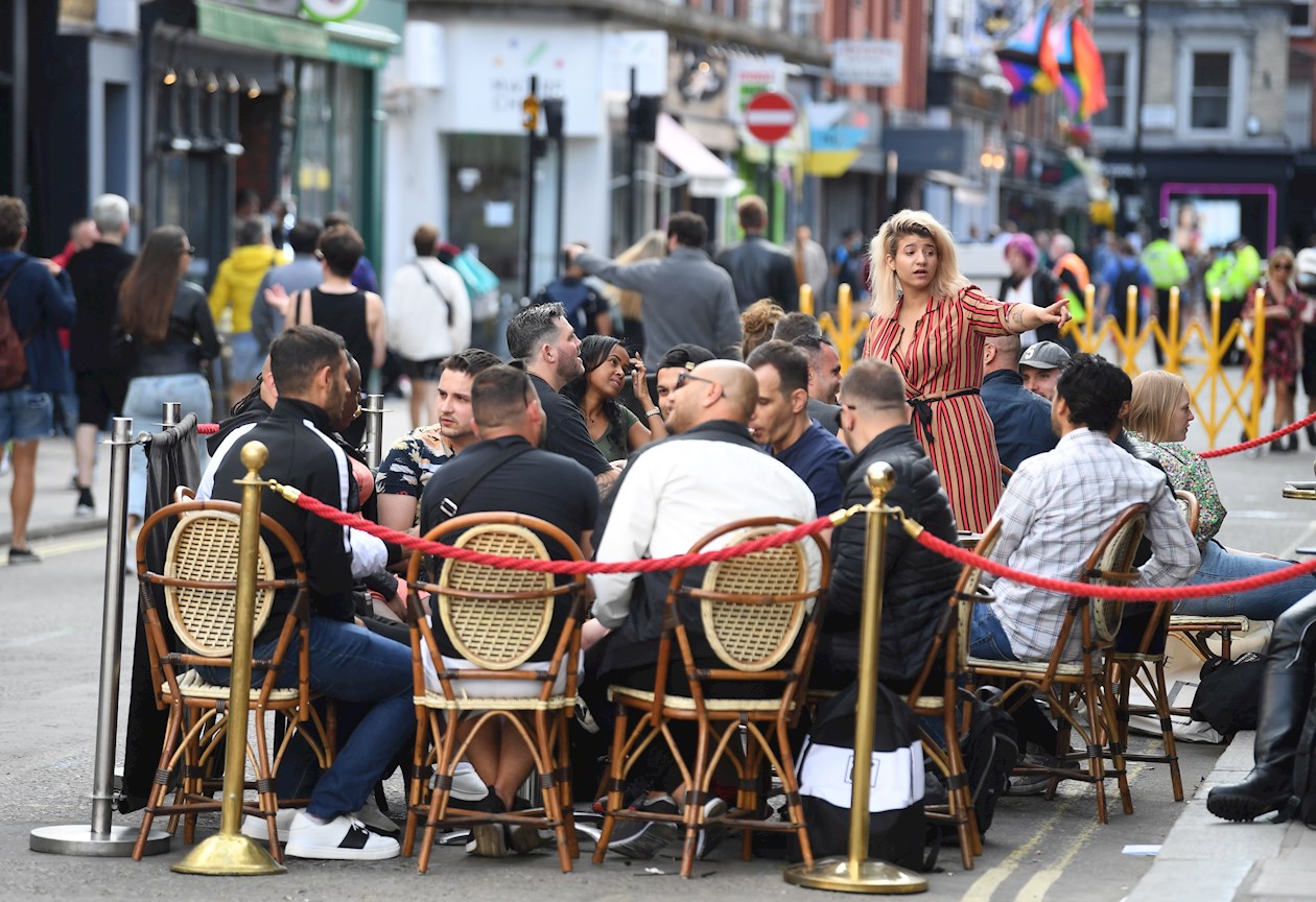 Esta zona, Soho, en Londres, estuvo llena el fin de semana.