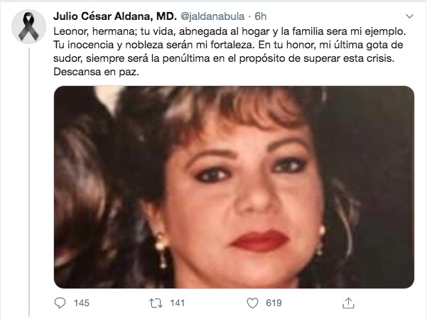 Mensaje del Director del Invima anunciando el fallecimiento de su hermana.