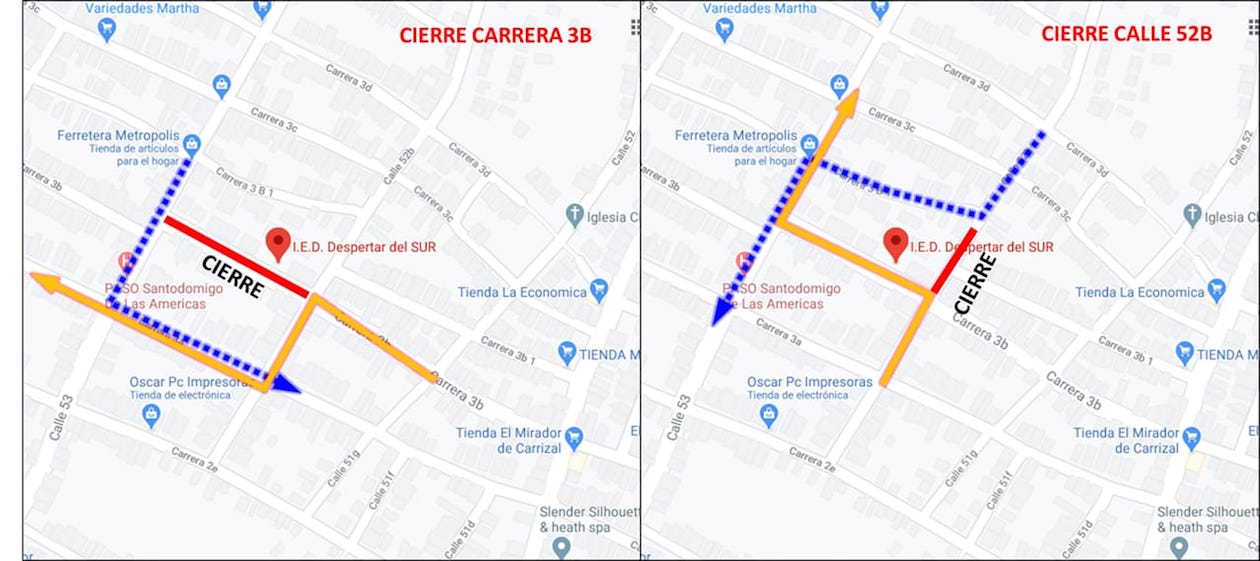 Croquis del cierre vial.