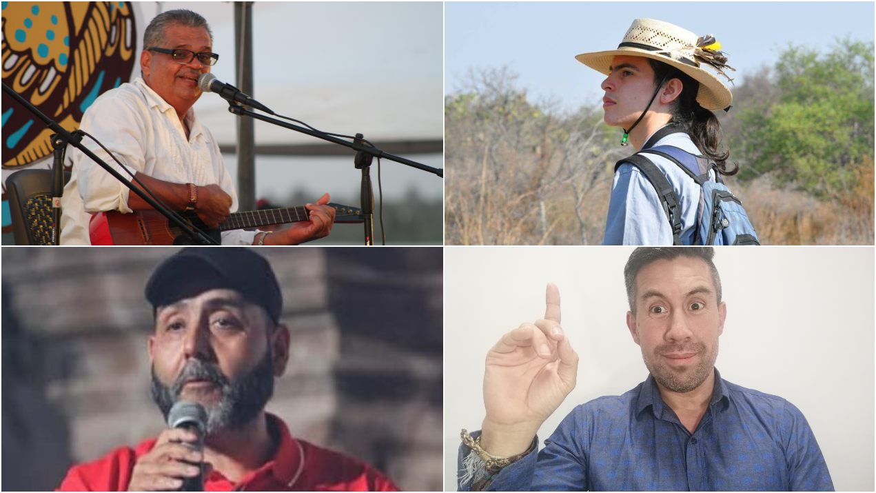 Varios de los cuenteros participantes, entre ellos Édgar Ojeda, Sergio Martínez, Alberto Lobato y Walter Díaz.