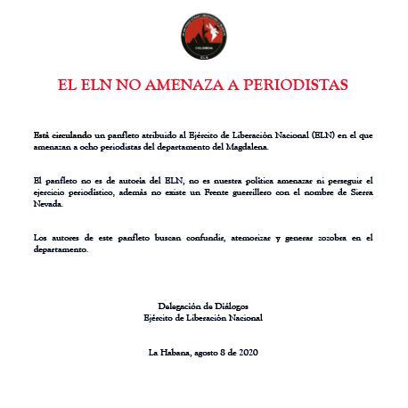 Comunicado del ELN.