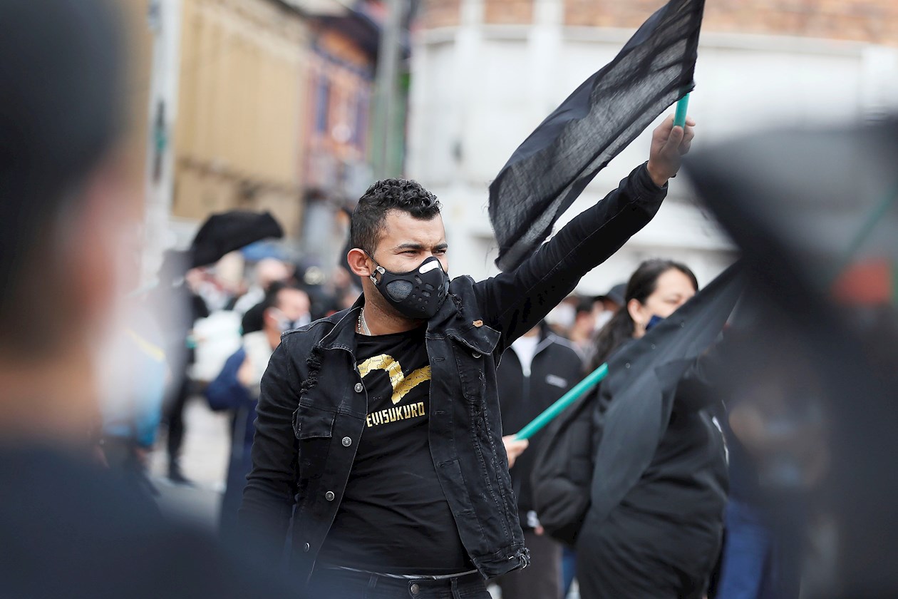 Protesta de comerciantes en Bogotá.