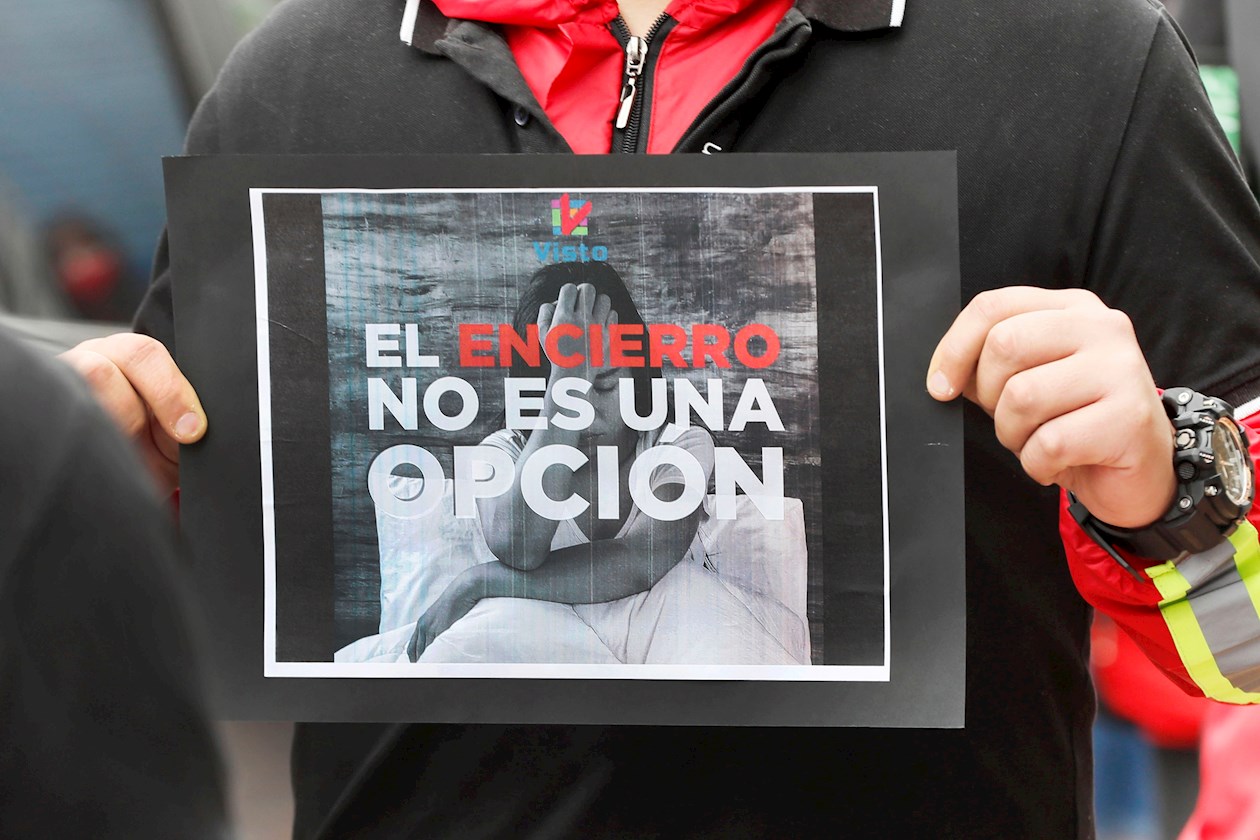 Protesta de comerciantes en Bogotá.
