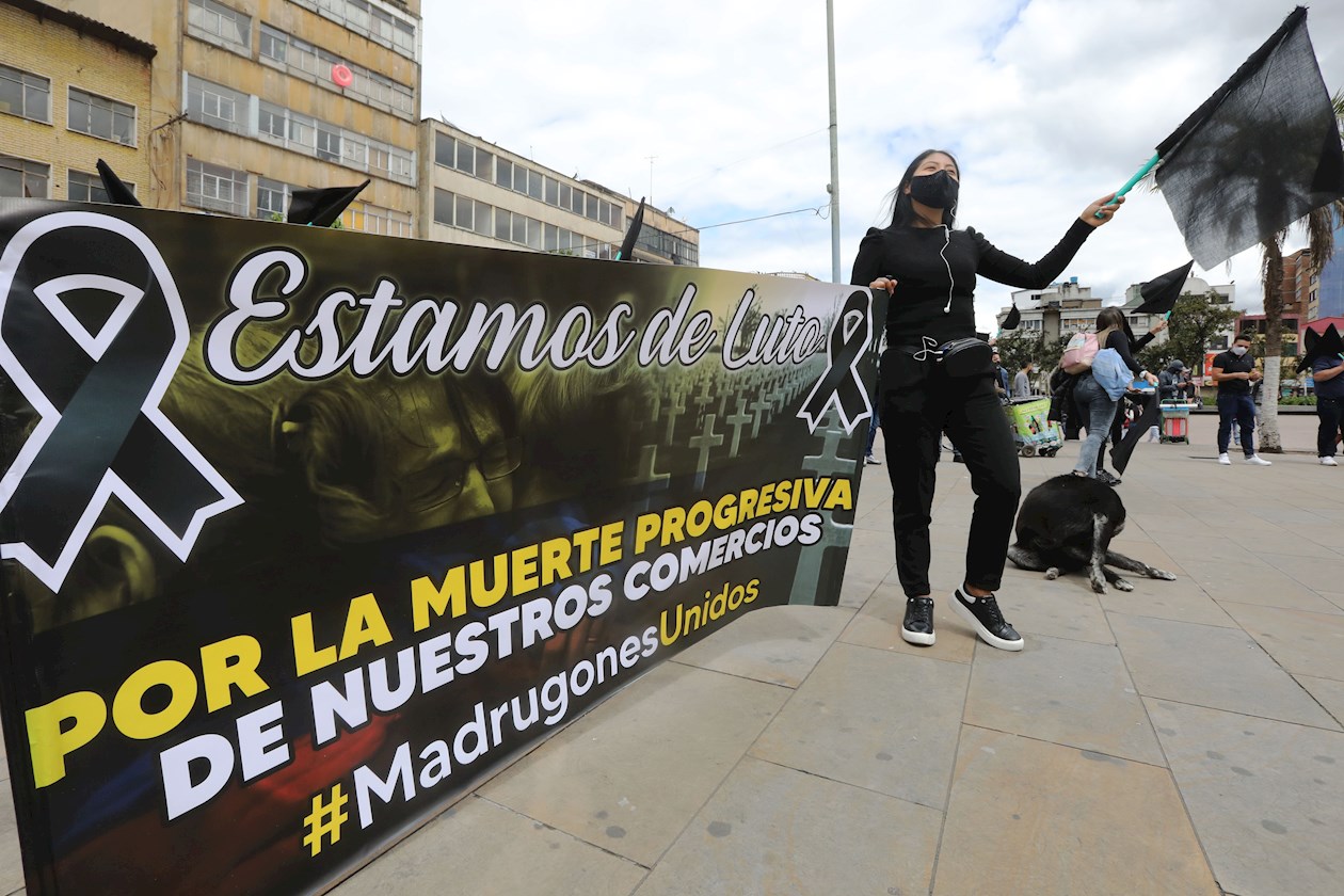 Protesta de comerciantes en Bogotá.