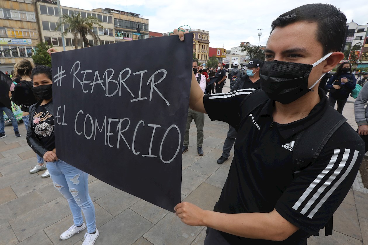 Protesta de comerciantes en Bogotá.