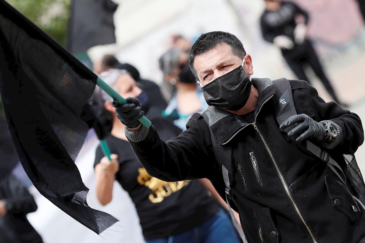 Protesta de comerciantes en Bogotá.