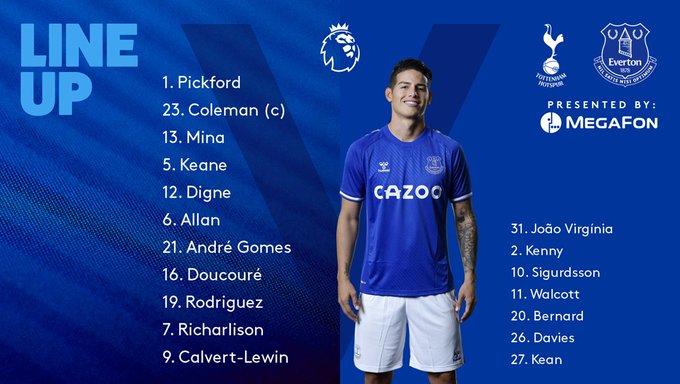 Alineación del Everton.