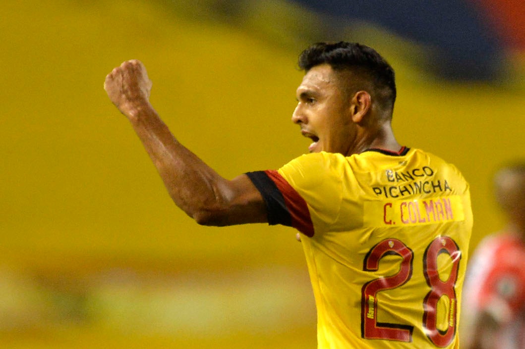 Celebración de Cristian Colmán en el empate de Barcelona.