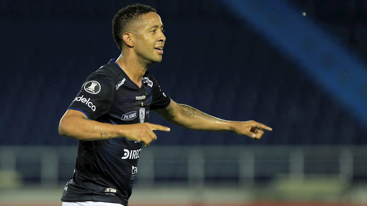 Gabriel Torres festejandp el gol de los visitantes.