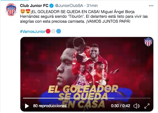 El trino oficial del Junior de Barranquilla.