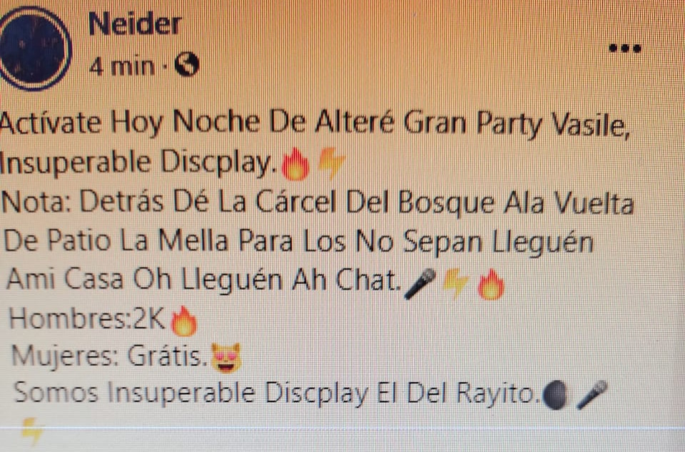 La invitación a la 'Covid-fiesta' a través de Facebook. 