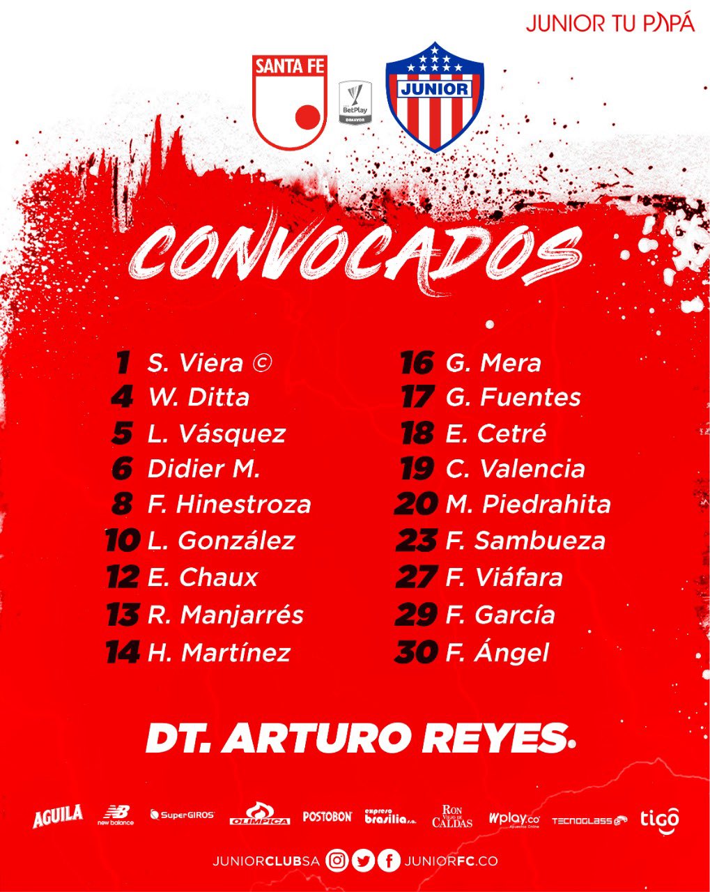 Convocados de Junior. 