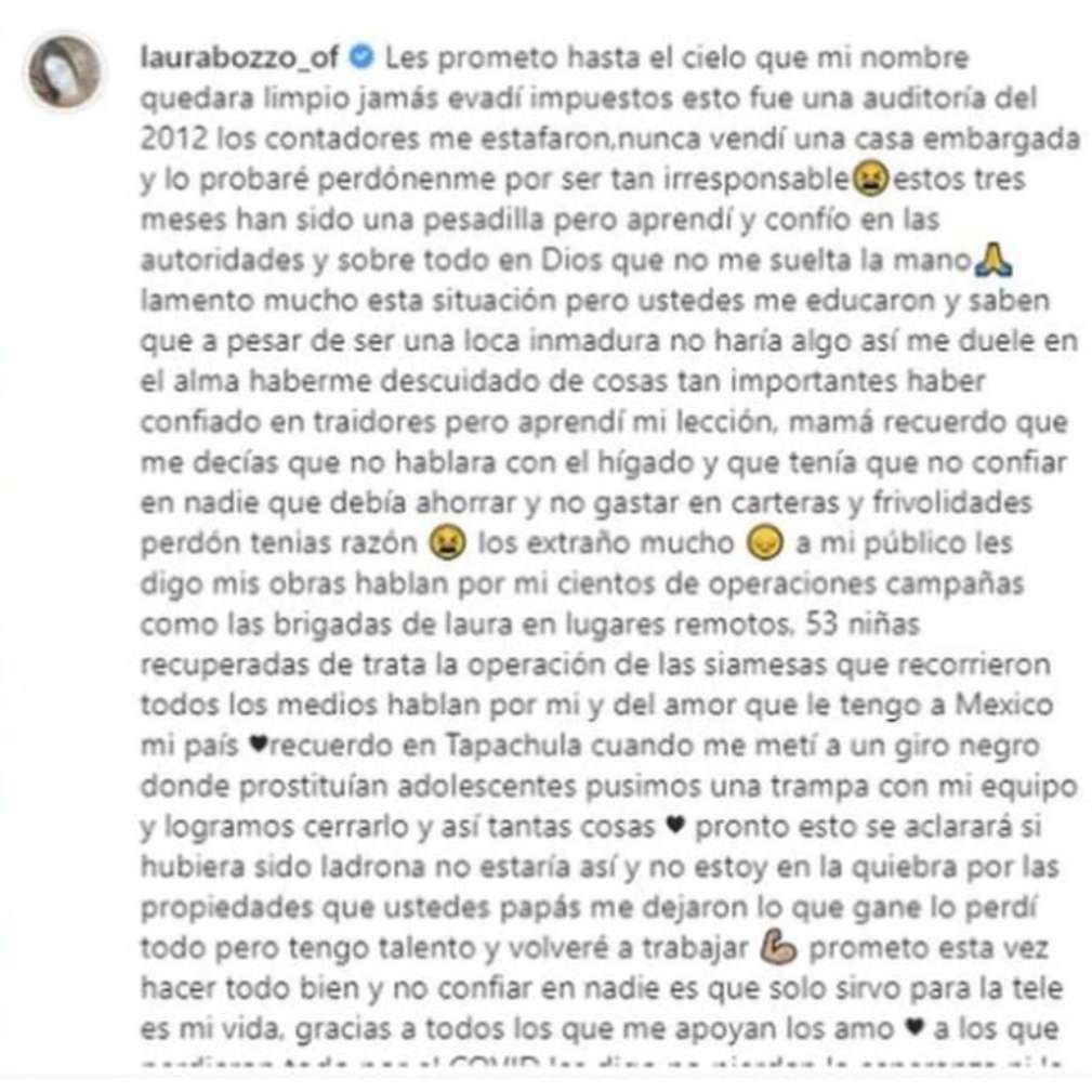 Este fue el mensaje que puso y luego borró.