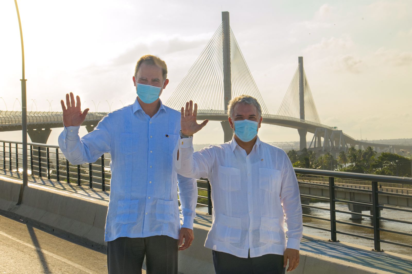 Visita del Rey de España al nuevo Puente Pumarejo.
