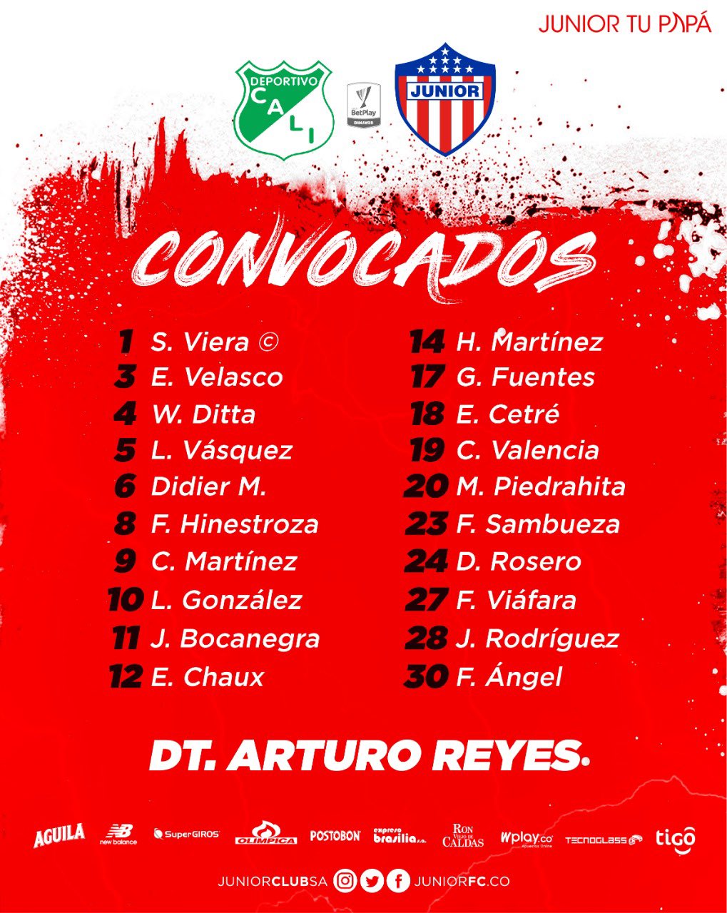 Convocados de Junior. 