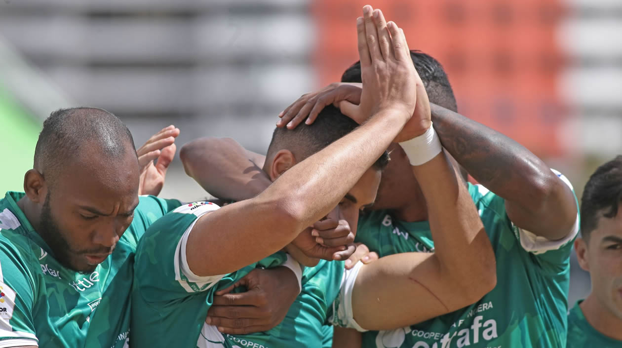 Festejo de jugadores de La Equidad.
