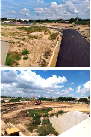 Obras en el intercambiador vial de La Virgencita en Soledad.