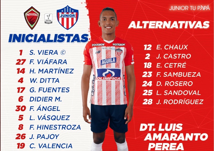 Nómina inicialista del Junior.