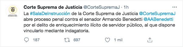 Anuncio de la Corte Suprema.