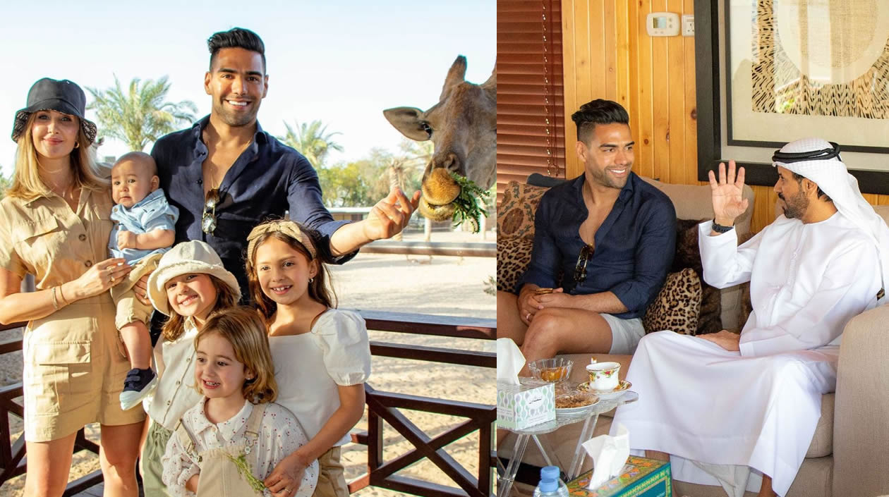 Falcao estuvo con su familia, compartiendo la experiencia a la que lo invitó el empresario Saif Ahmad Belhasa.