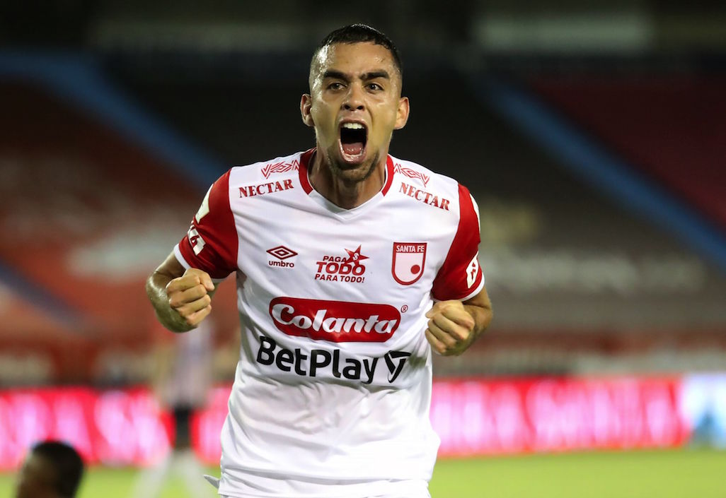 Daniel Giraldo celebrando el gol del empate.
