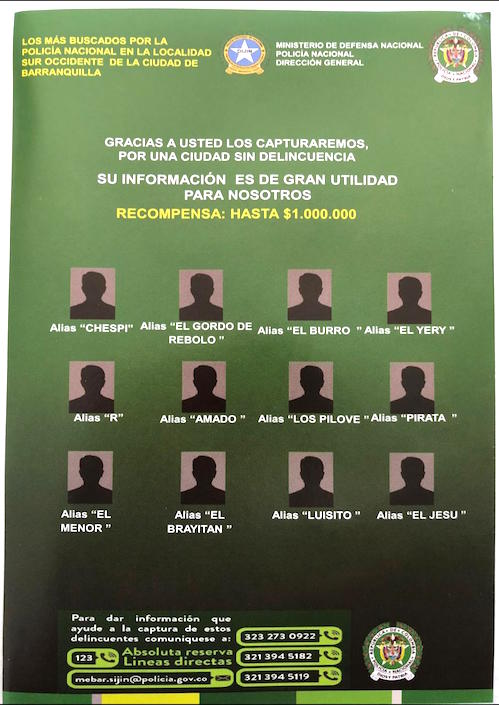 Cartel de siluetas de los más buscados.