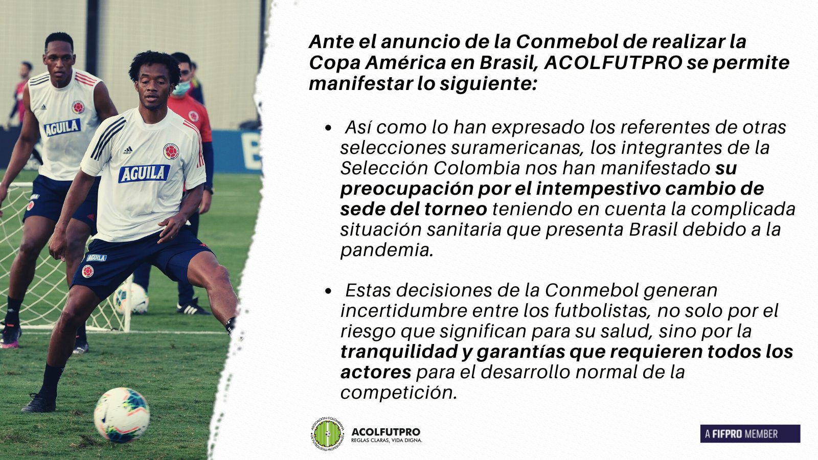 Comunicado de la Acolfutpro. 