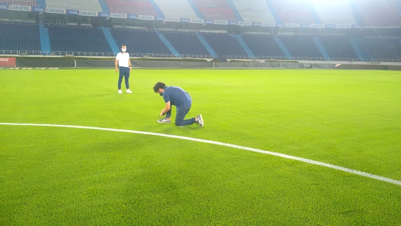 Alcalde Jaime Pumarejo en el estadio Metropolitano.