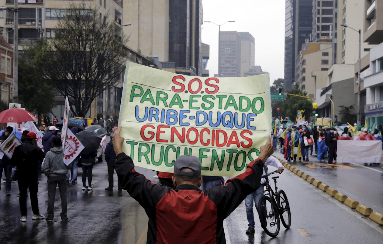 Manifestantes en Bogotá.