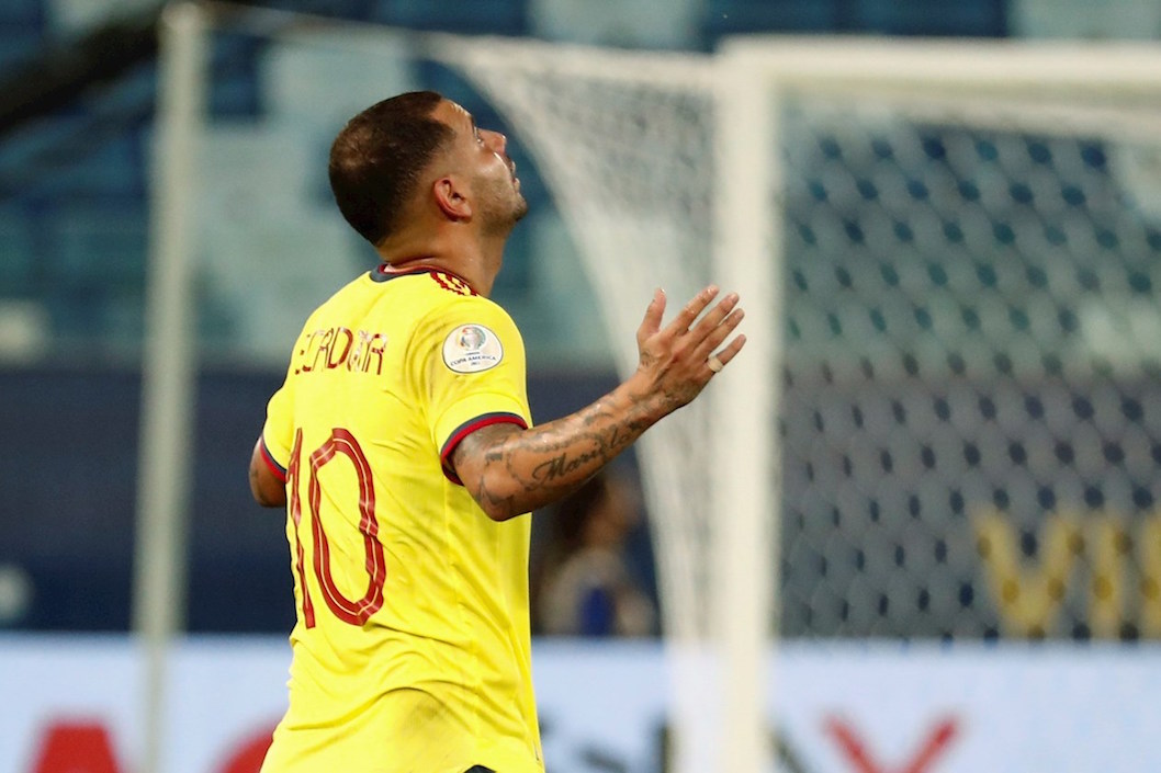Edwin Cardona celebrando la apertura del marcador.