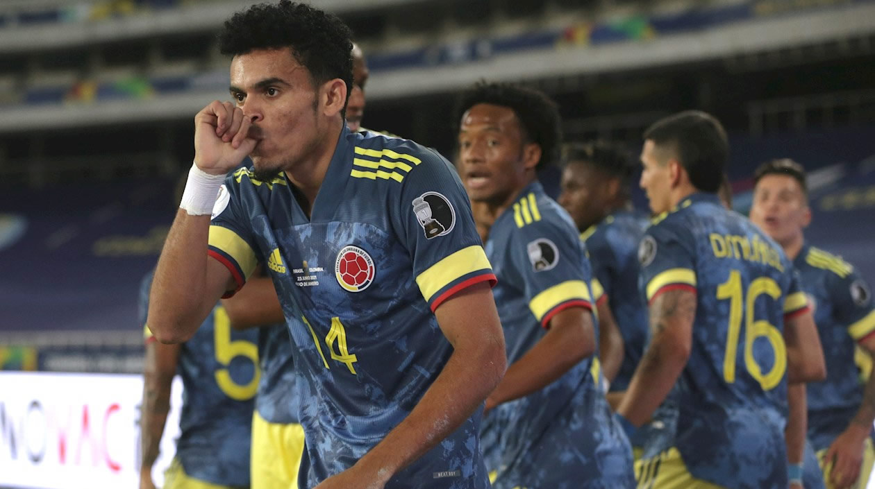 Luis Díaz celebrando el golazo ante Brasil.