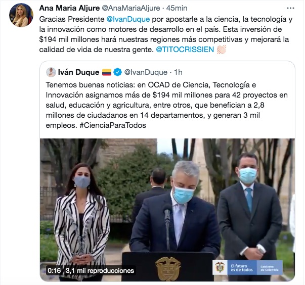 La Viceministra Ana María Aljure, destacando las acciones.