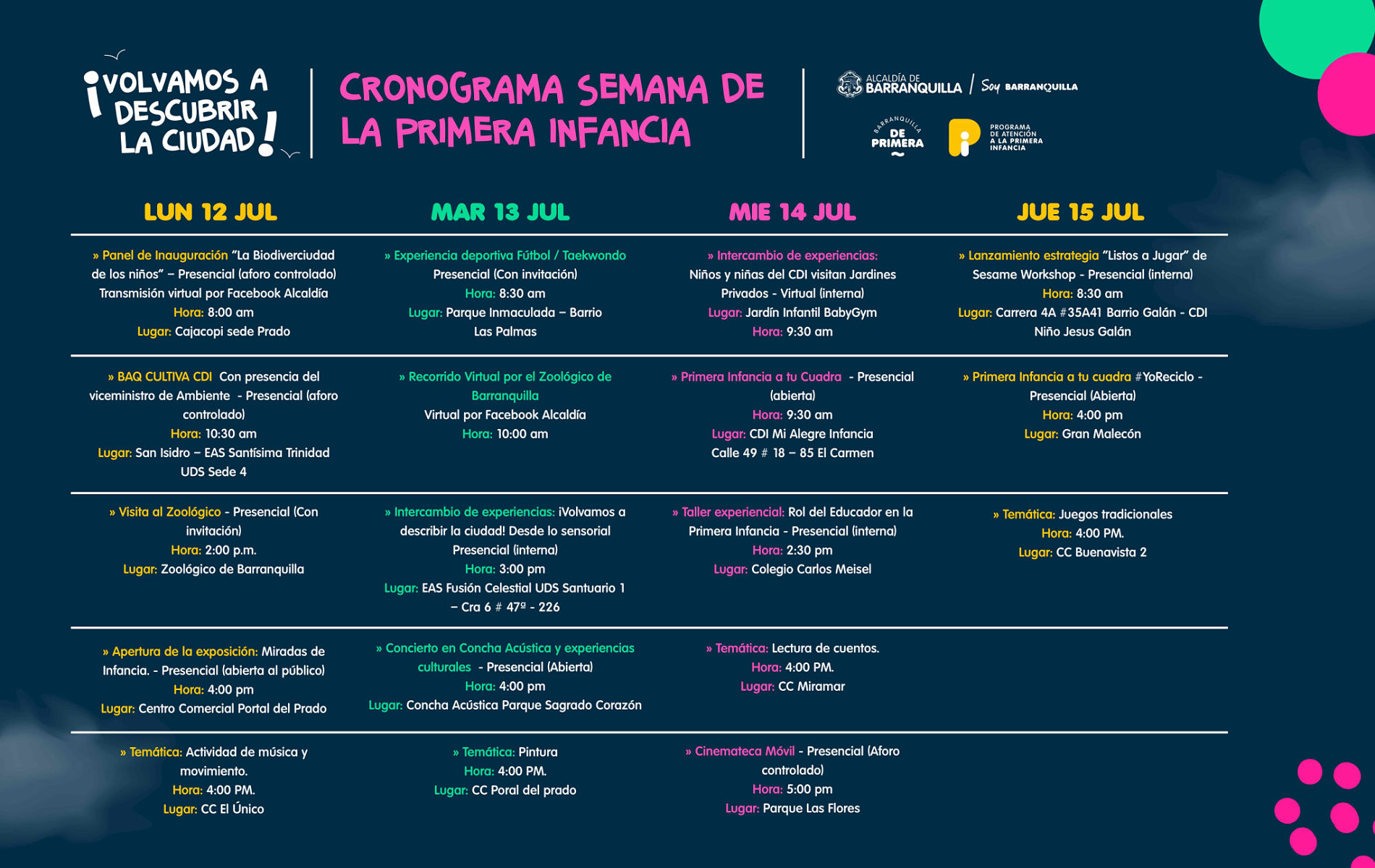 Programación de la semana de la Primera Infancia