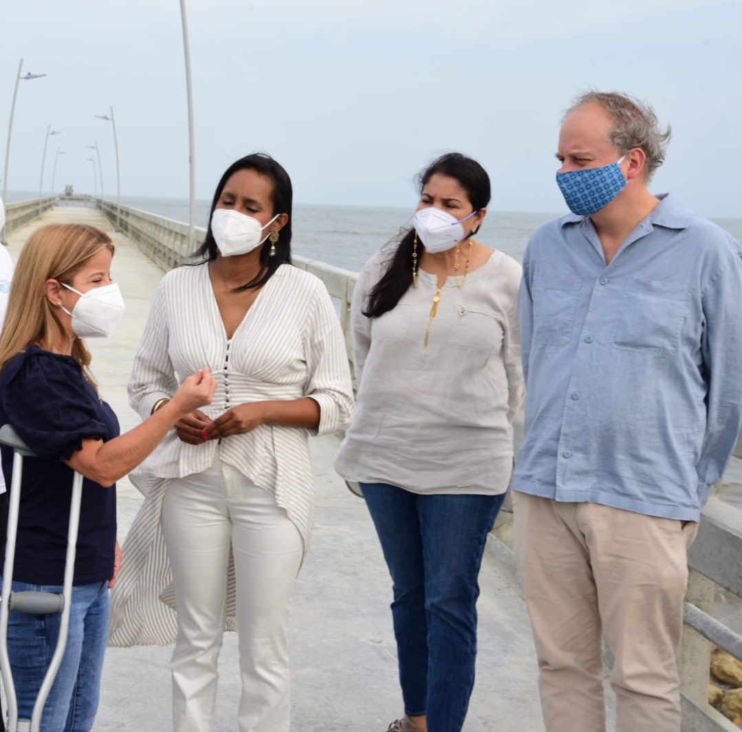 La Gobernadora del Atlántico, Elsa Noguera; la ministra de Cultura, Angélica Mayolo y el director de Patrimonio y Memoria, Alberto Escovar. 