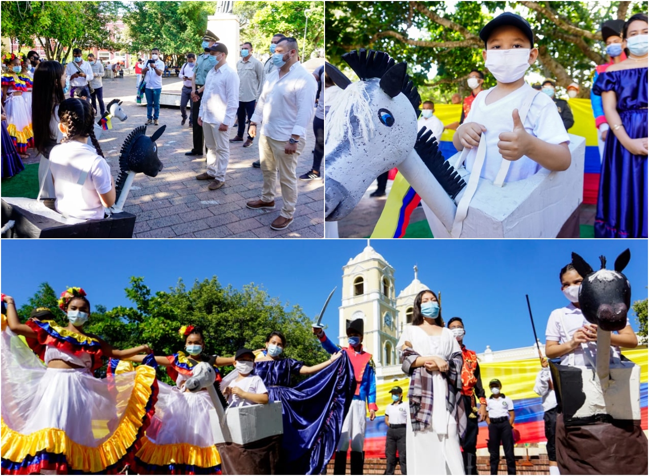 Niños vestidos para la ocasión de la gesta libertadora.