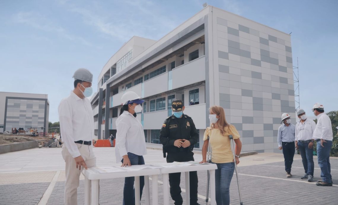 Aspecto de cómo va quedando el nuevo comando de la Policía en Sabanalarga. 