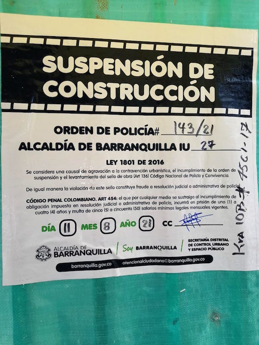 Sello de suspensión de la construcción.