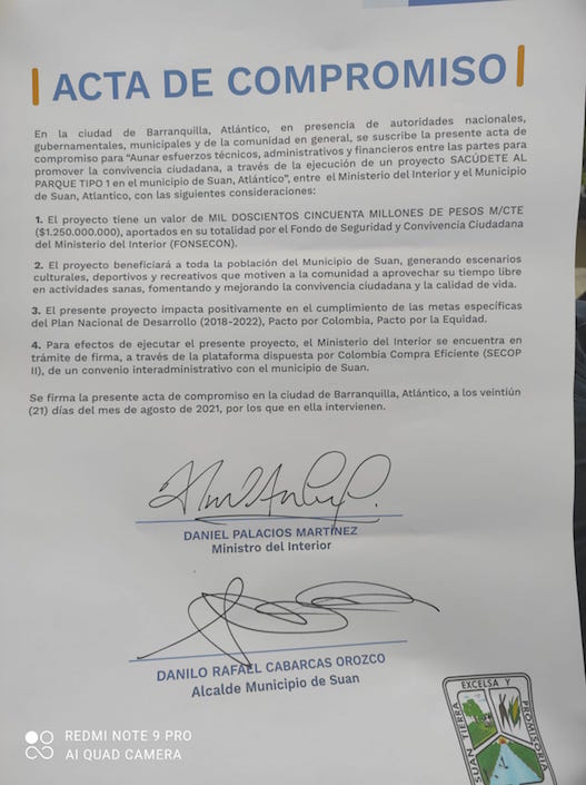 El acta de compromiso.