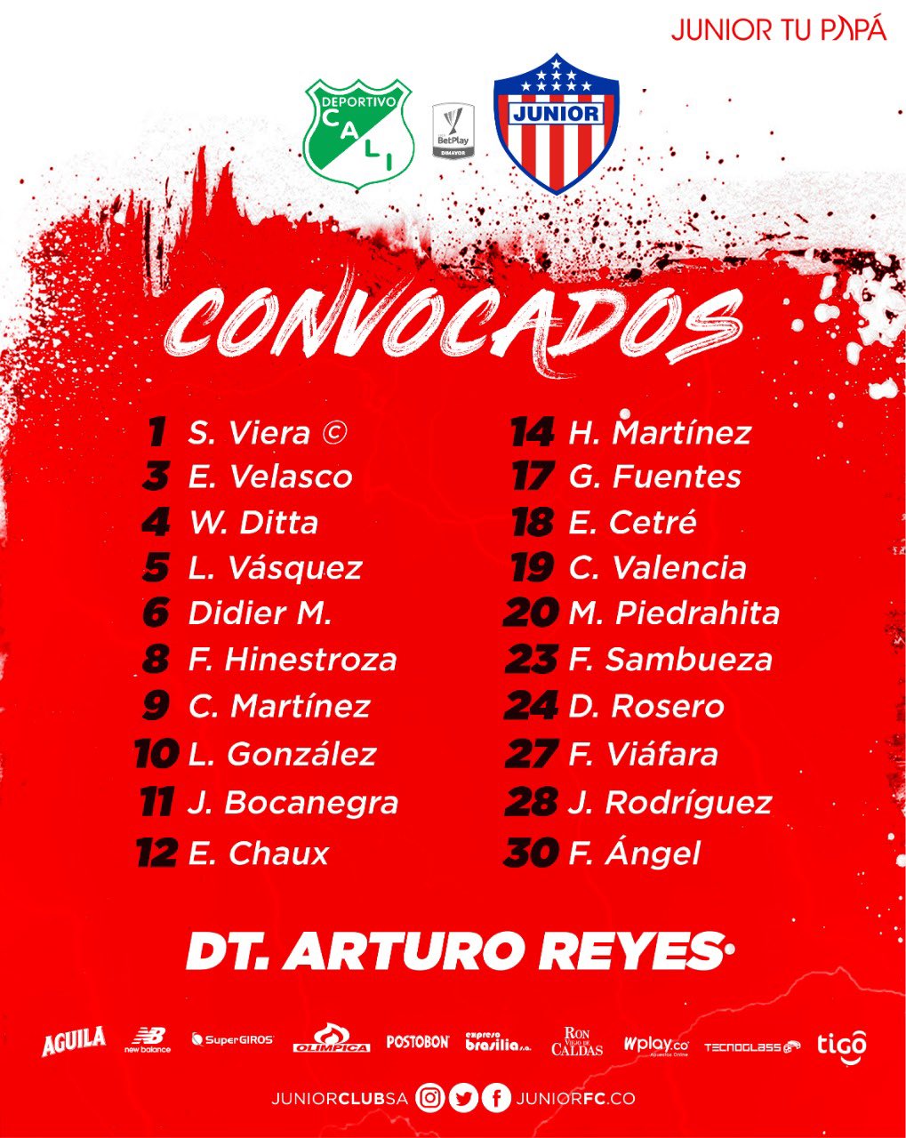 Convocados de Junior.