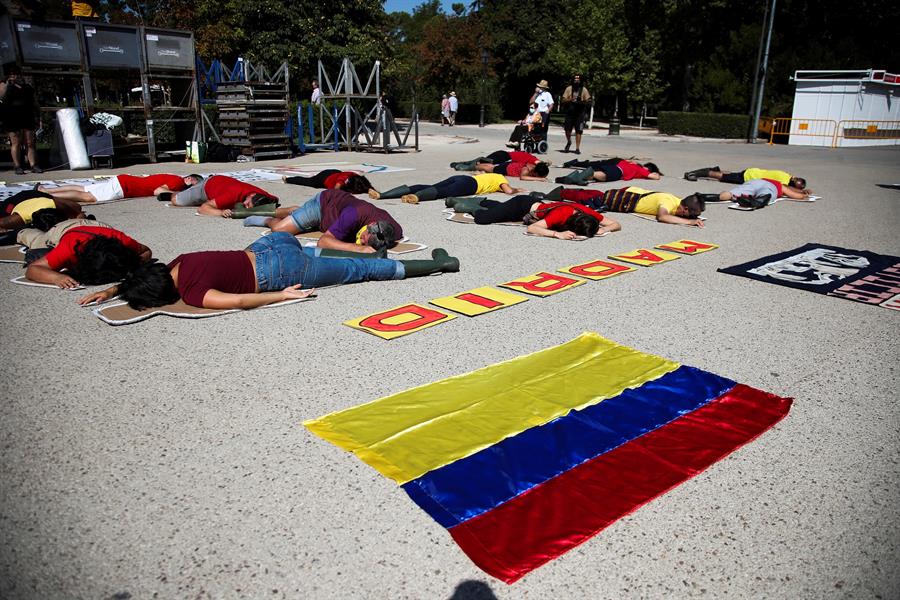 Protesta de colombianos en Madrid