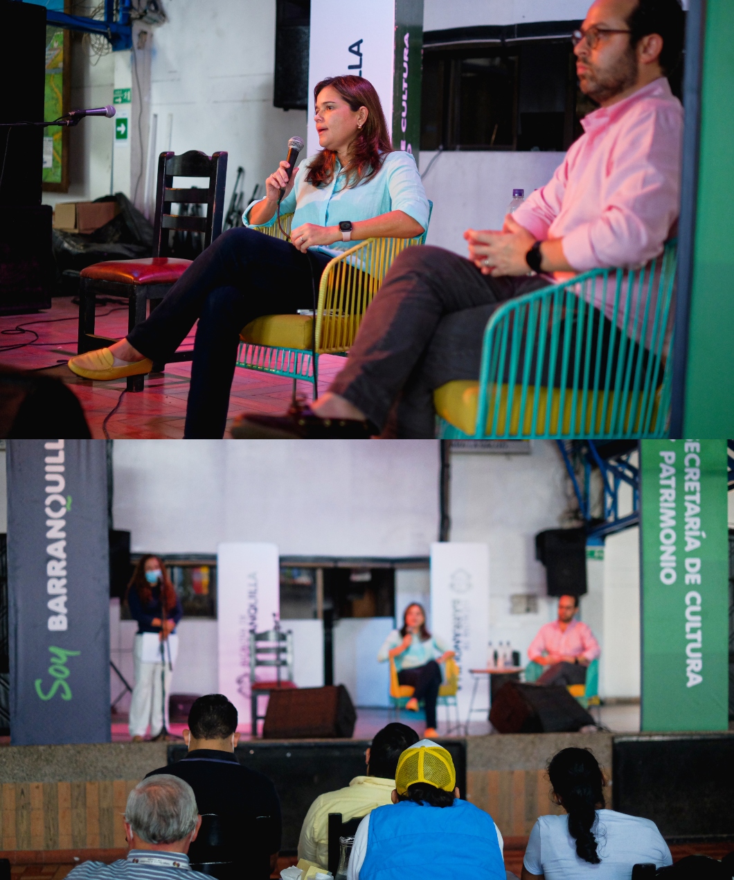 Los secretarios de Cultura, María Teresa Fernández, y Desarrollo, Ricardo Plata, en el lanzamiento de la convocatoria.+