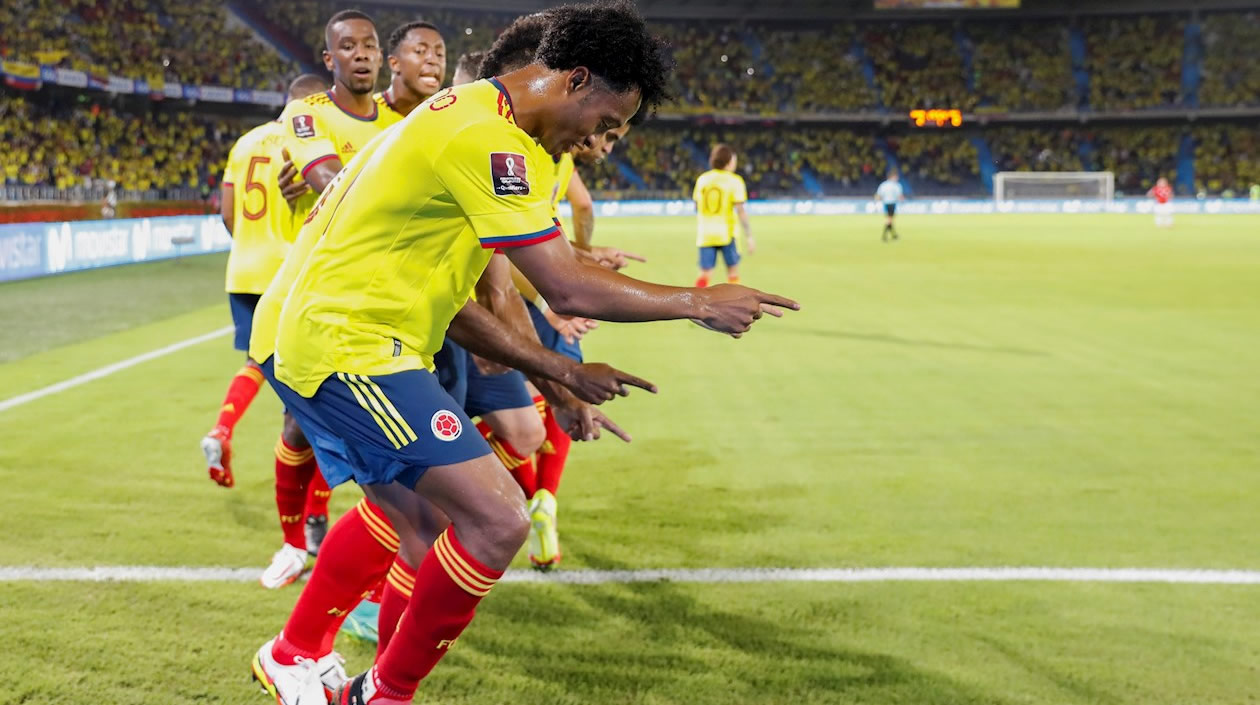 Los colombianos celebrando.