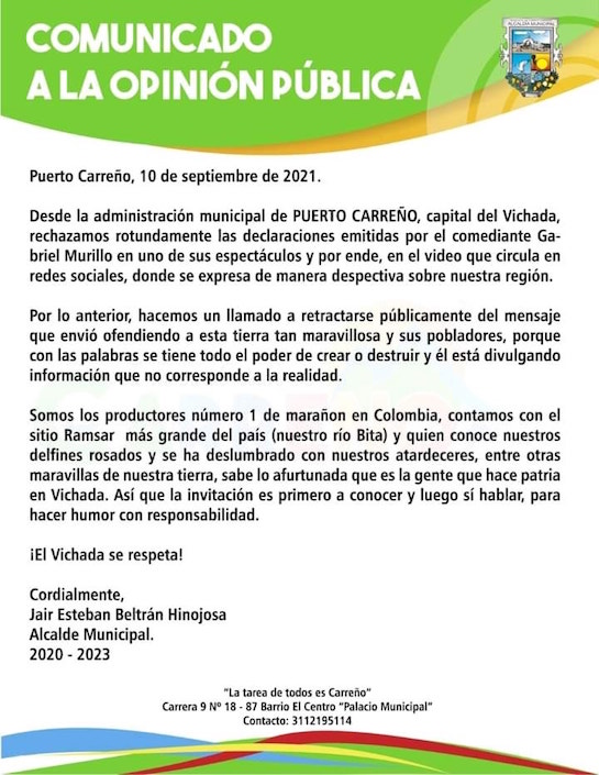 Indignación contra Gabriel Murillo.