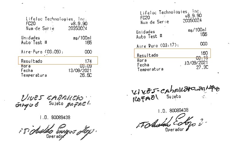 Las pruebas que le practicaron a Enrique Vives Caballero.