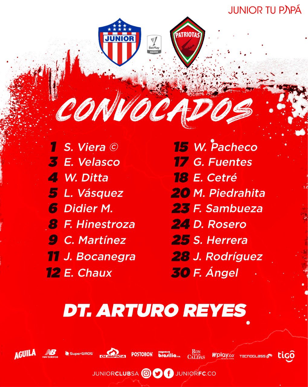 Convocados de Junior.