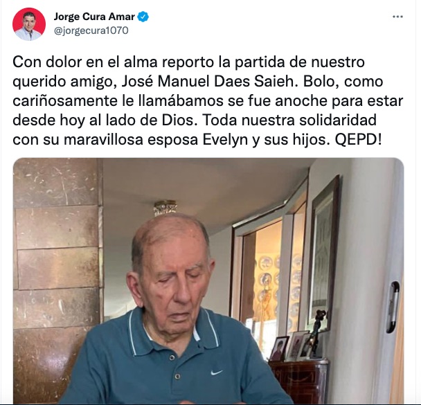 El trino del periodista Jorge Cura.