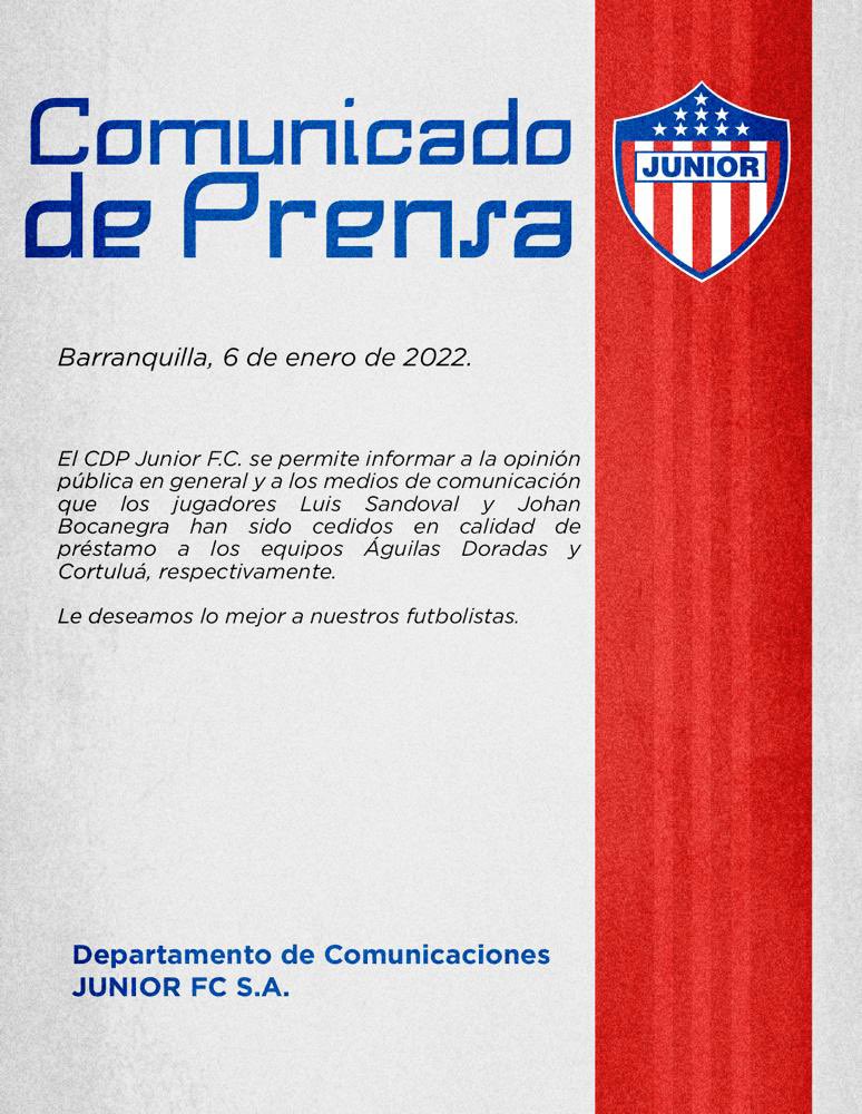 Comunicado de Junior. 